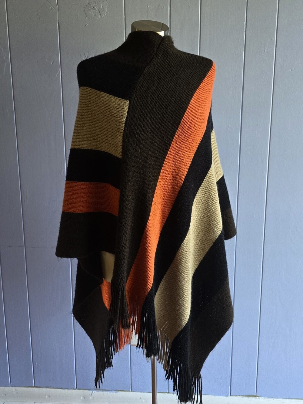 CATO Womens Fall Colors Poncho One Size Fits Most Fringe Details